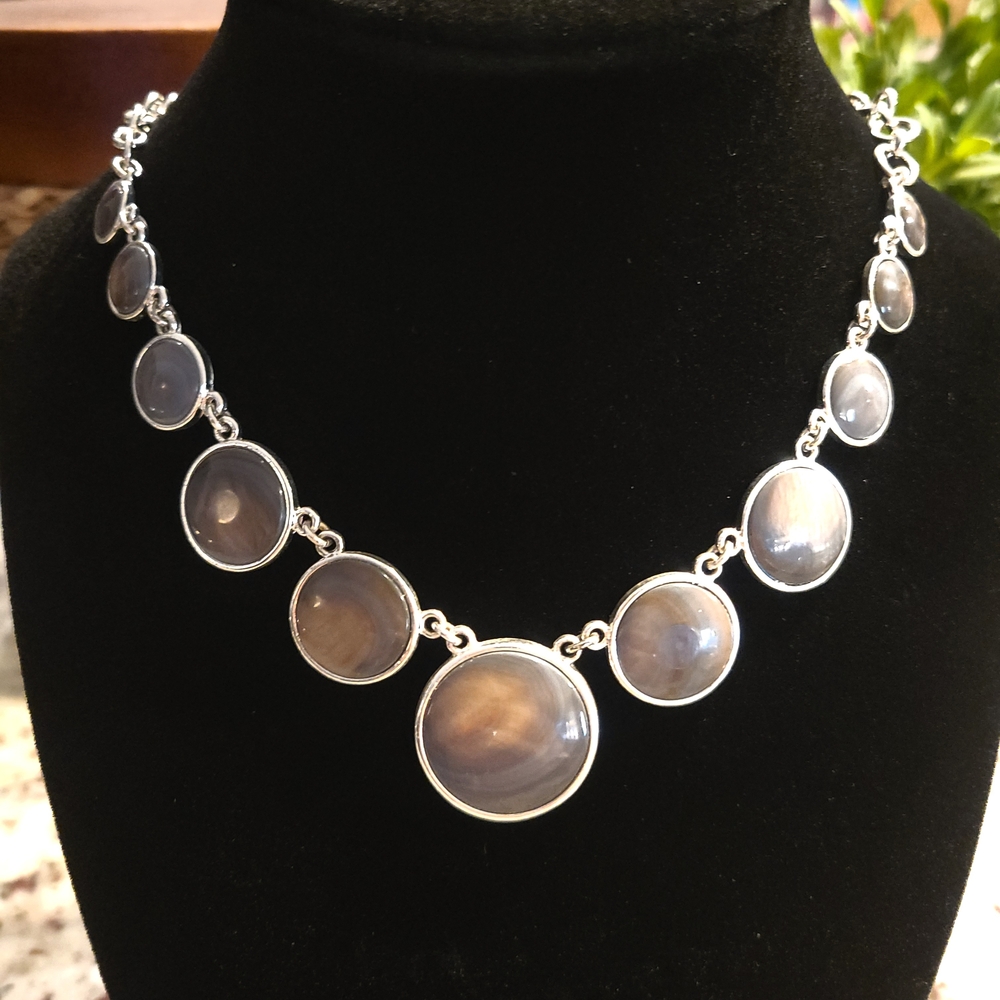 Chaps - Silver and Gray Stone Necklace
